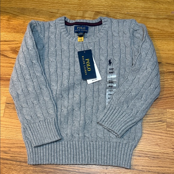 Polo by Ralph Lauren Gray Cable Knit Sweater for boys - Picture 1 of 2